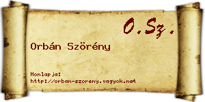 Orbán Szörény névjegykártya